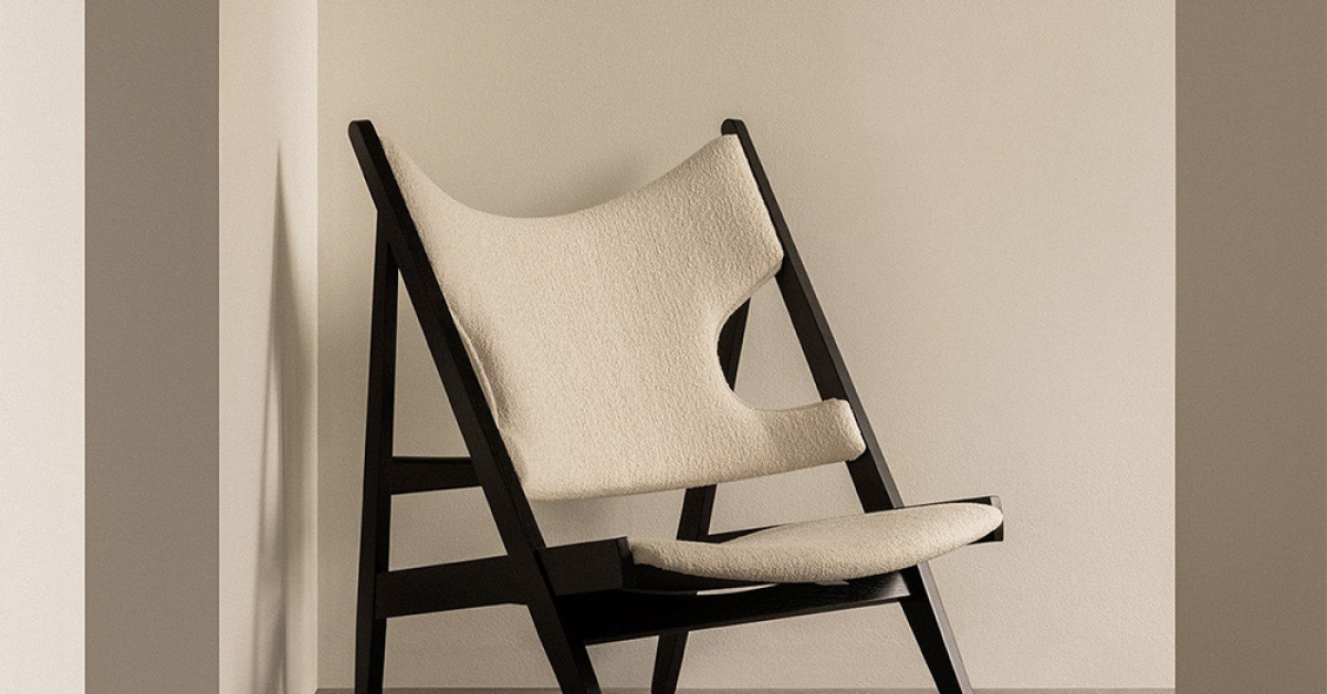 Knitting, Lounge Chair, Barnum Boucle 24-Black Oak - Living