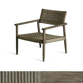 Dante, Outdoor Lounge Armchair, Old Grey Teak-Brown