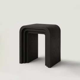 Beetle Round, Side Table, Black Oak