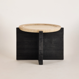 Cassatin, Side Table, New Pine-Travertine