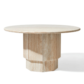 Orbit, Dining Table, Ivory Travertine, DIA140
