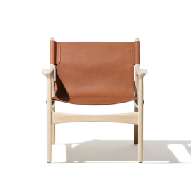 Rio, Lounge Chair, Chestnut Brown Leather-Chalk White