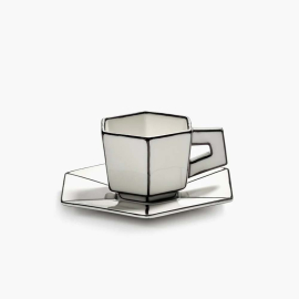 Carte Blanche, Espresso Cup w/ Saucer, White-Black