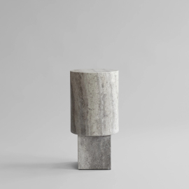 Column, Side Table, Silver Travertine
