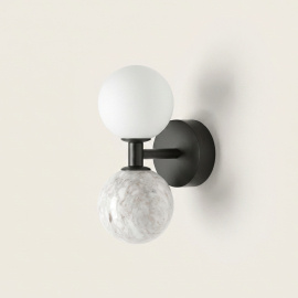 Dalt, Wall Lamp, Black Matt-White Marble