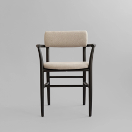 Nama, Dining Chair w/ Armrest, Coffee Black-Linen
