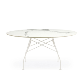 Glossy XXL, Dining Table, White Steel-White Marble