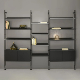 Adam Wood, Bookcase w/ Container, Ash Black-Black