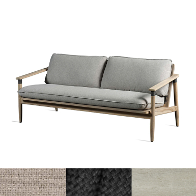 Corda, 3-Seater Outdoor Sofa, Aged Teak-Graphite-Almond