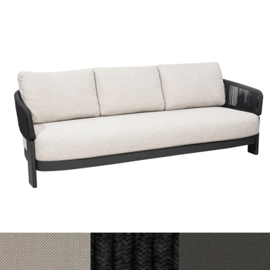 Cayenne, 3-Seater Outdoor Sofa, Black-Beige