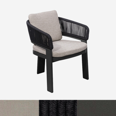 Cayenne, Outdoor Dining Chair, Black-Beige