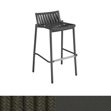 Loop, Outdoor Bar Stool with Strap, Black-Green