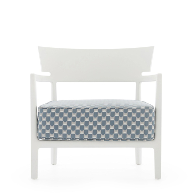 Cara Mat, Outdoor Lounge Chair, Liberty Obi Check, Blue