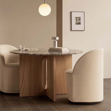 Androgyne, Dining Table, Natural Oak-Grey Galaxy Marble