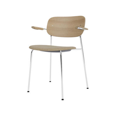 Co, Dining Chair with Armrest, Natural Oak-Audo Boucle 02