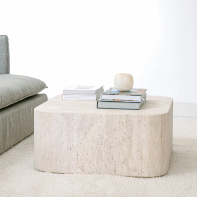 Couhe, Coffee Table, White Travertine, 80cm