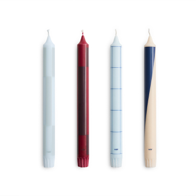 Pattern Candle, Blues & Bordeaux, Set of 4