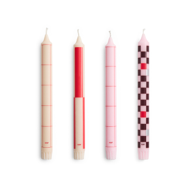 Pattern Candle, Reds & Bordeaux, Set of 4