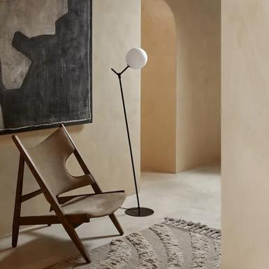 Atom, Floor Lamp, Black Matt-Opal Shade