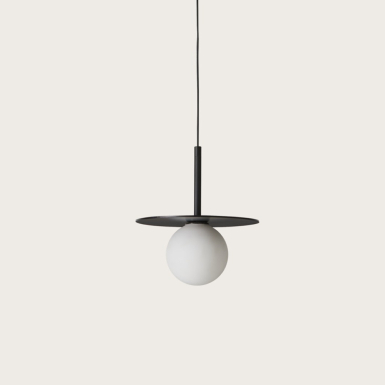 Miro, Pendand Lamp, Matt Black Metal-Opal