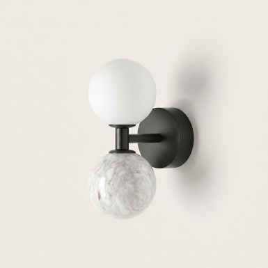 Dalt, Wall Lamp, Black Matt-White Marble