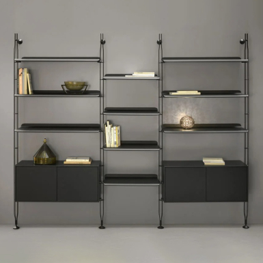 Adam Wood, Bookcase w/ Container, Ash Black-Black