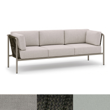 Scott, 3-Seater Outdoor Sofa, Platinum-Forest Green-Grey
