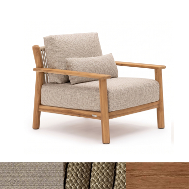 Capri, Outdoor Lounge Chair, Honey Teak-Melange Ivory