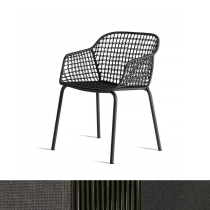 Donna, Outdoor Dining Armchair, Graphite-Green-Grey