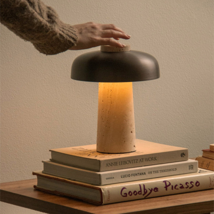 Reverse, Portable Table Lamp, Travertine