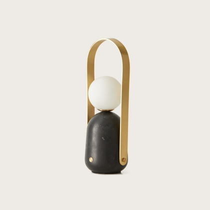 Nano, Table Lamp, Matt Black Marble/Matt Brass