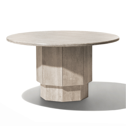 Orbit, Dining Table, Ivory Travertine, DIA140