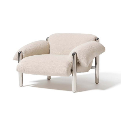 Sorrin, Lounge Chair, Alabaster White-Stainless Steel
