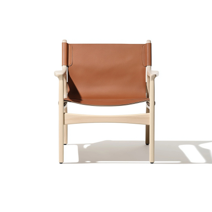 Rio, Lounge Chair, Chestnut Brown Leather-Chalk White