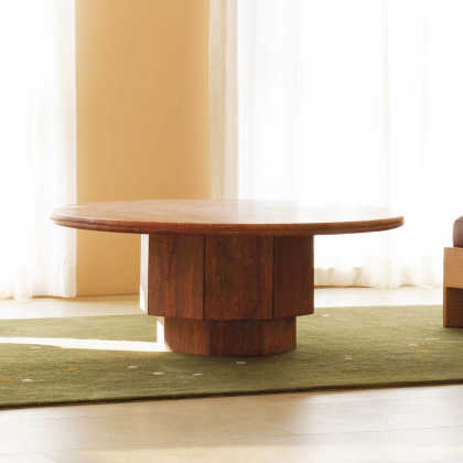 Orbit, Coffee Table, Red Travertine, DIA100