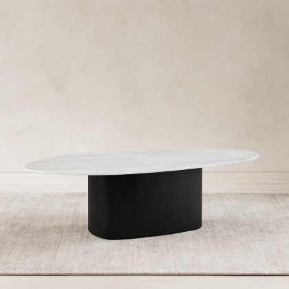 Veneto, Coffee Table, Black Oak-Athenian White Marble