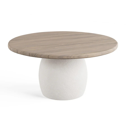 Amos, Outdoor Dining Table, Aged Teak-Onyx White