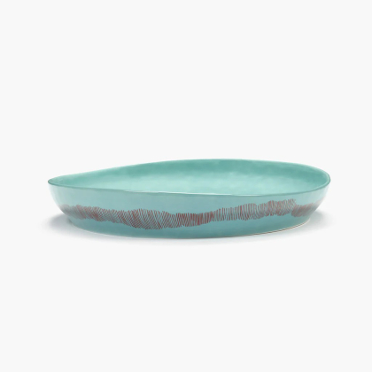 Feast, Serving Plate, M, Azure-Red Stripes