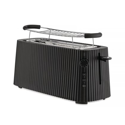 Plisse, Long Double Compartment Toaster, Black, UK Plug
