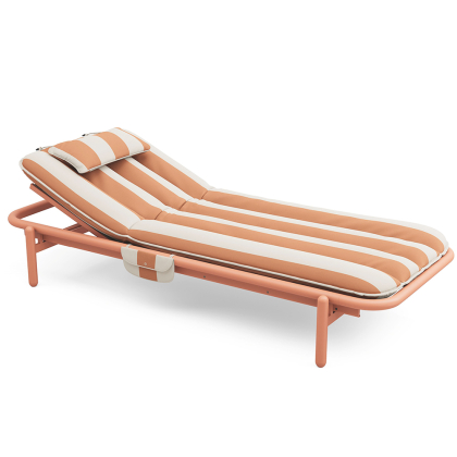 Sunbun, Outdoor Daybed, Terracotta-Stripe Orange Creme
