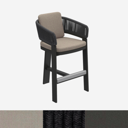 Cayenne, Outdoor Counter Stool, Black-Carbon-Beige