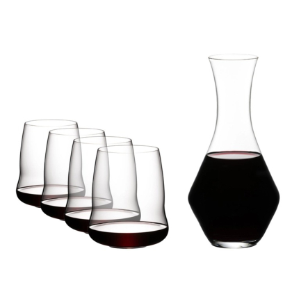 Cabernet-Merlot Wine Glasses & Decanter, 5pcs