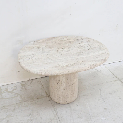 Canberra, Organic Side Table, White Travertine