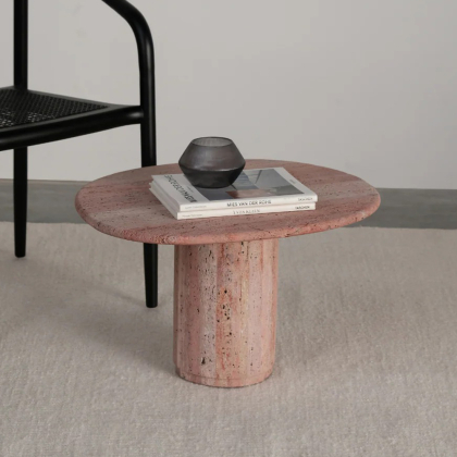Canberra, Organic Side Table, Red Travertine