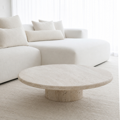 Redon, Coffee Table, White Travertine