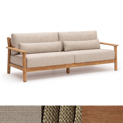 Capri, Outdoor 3-Seater Sofa, Honey Teak-Melange Ivory
