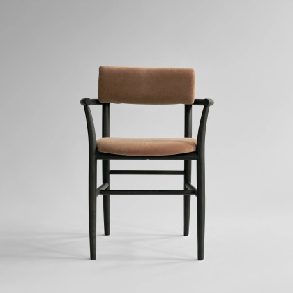 Nama, Dining Chair w/ Armrest, Coffee Black Oak-Desert 