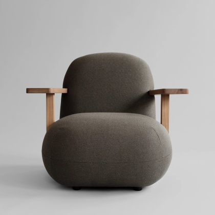 Toe, Outdoor Lounge Chair w/ Armrest, Teak-Stone Gray