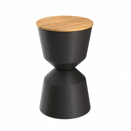 Balance, Outdoor Side Table, Black Mat-Teak