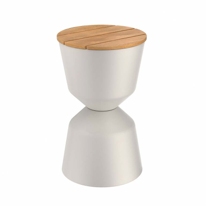 Balance, Outdoor Side Table, Olive Grey-Teak